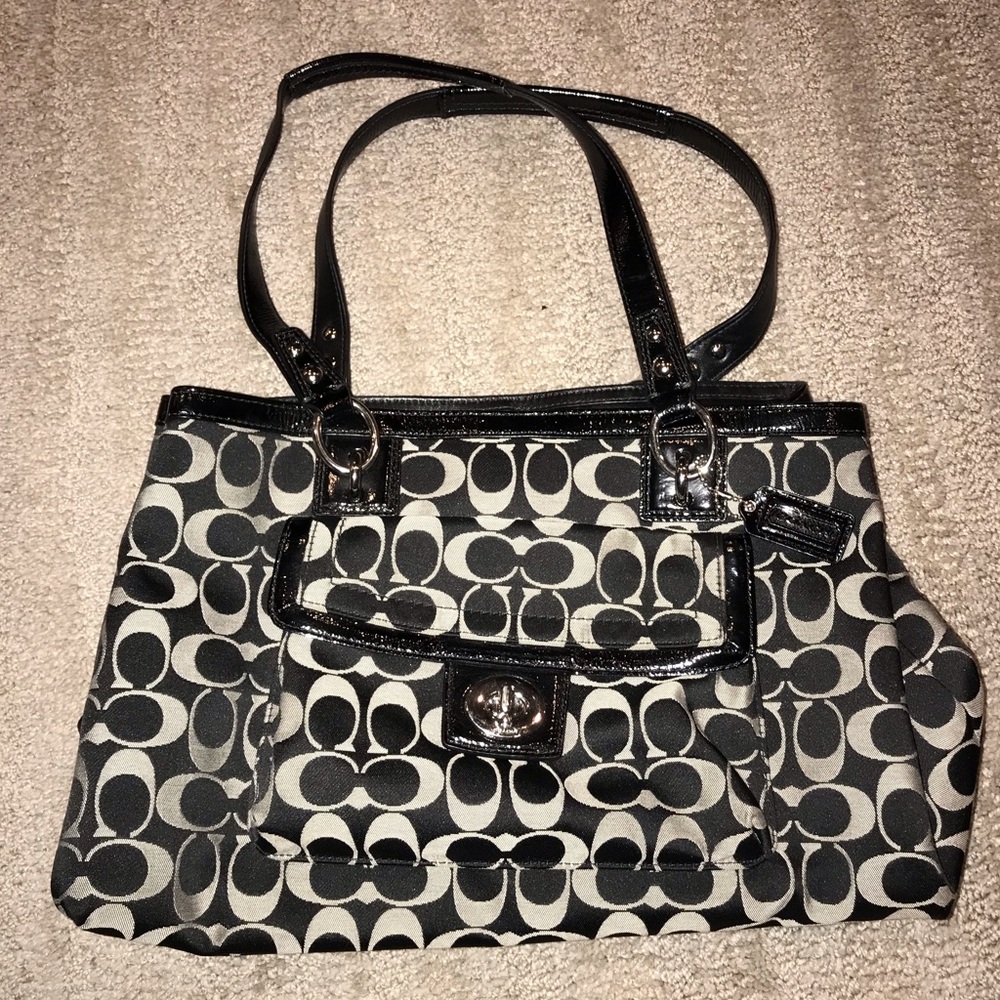 Coach Purse Signature Penelope Black/Gray Handbag